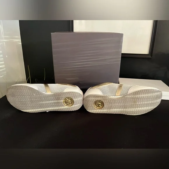 Michael Kors White and Gold Athletic Shoes - Picture 6 of 12